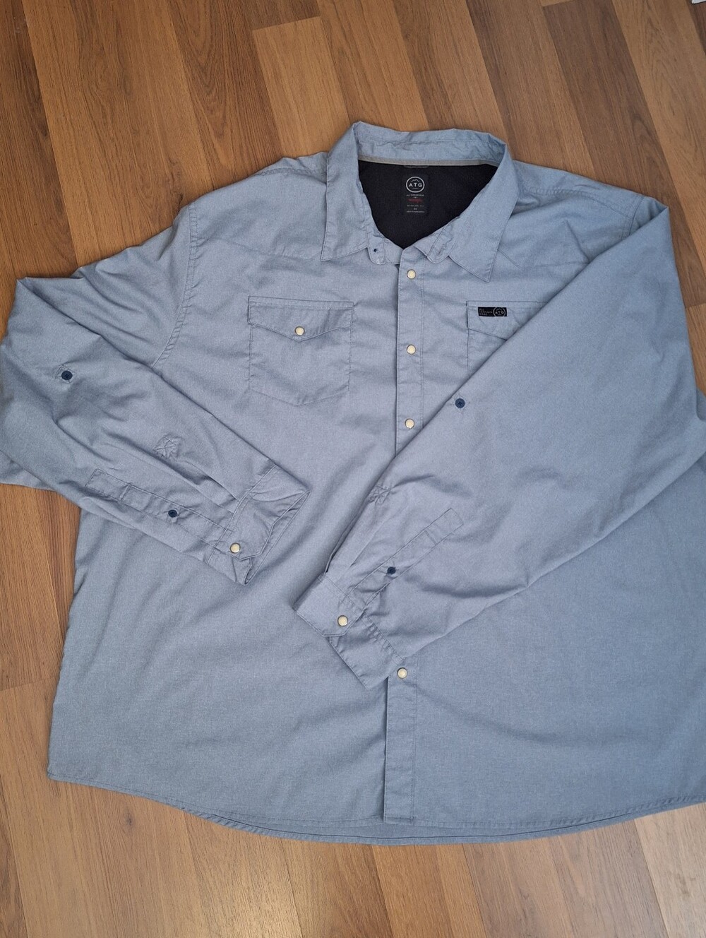 Men's Wrangler ATG Big And Tall 4X Long Sleeve Snap Button Down Shirt Blue